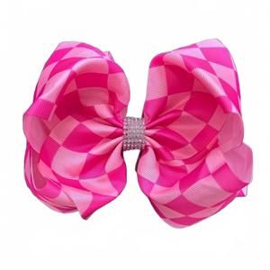 NEW KIDSCHARM kids checkered double layer hair tie in pink